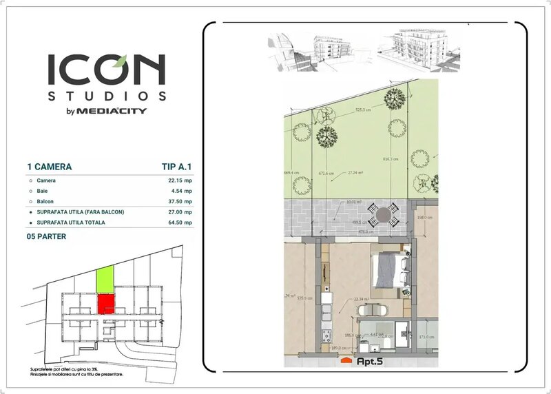 Mosilor garsoniera cu gradina